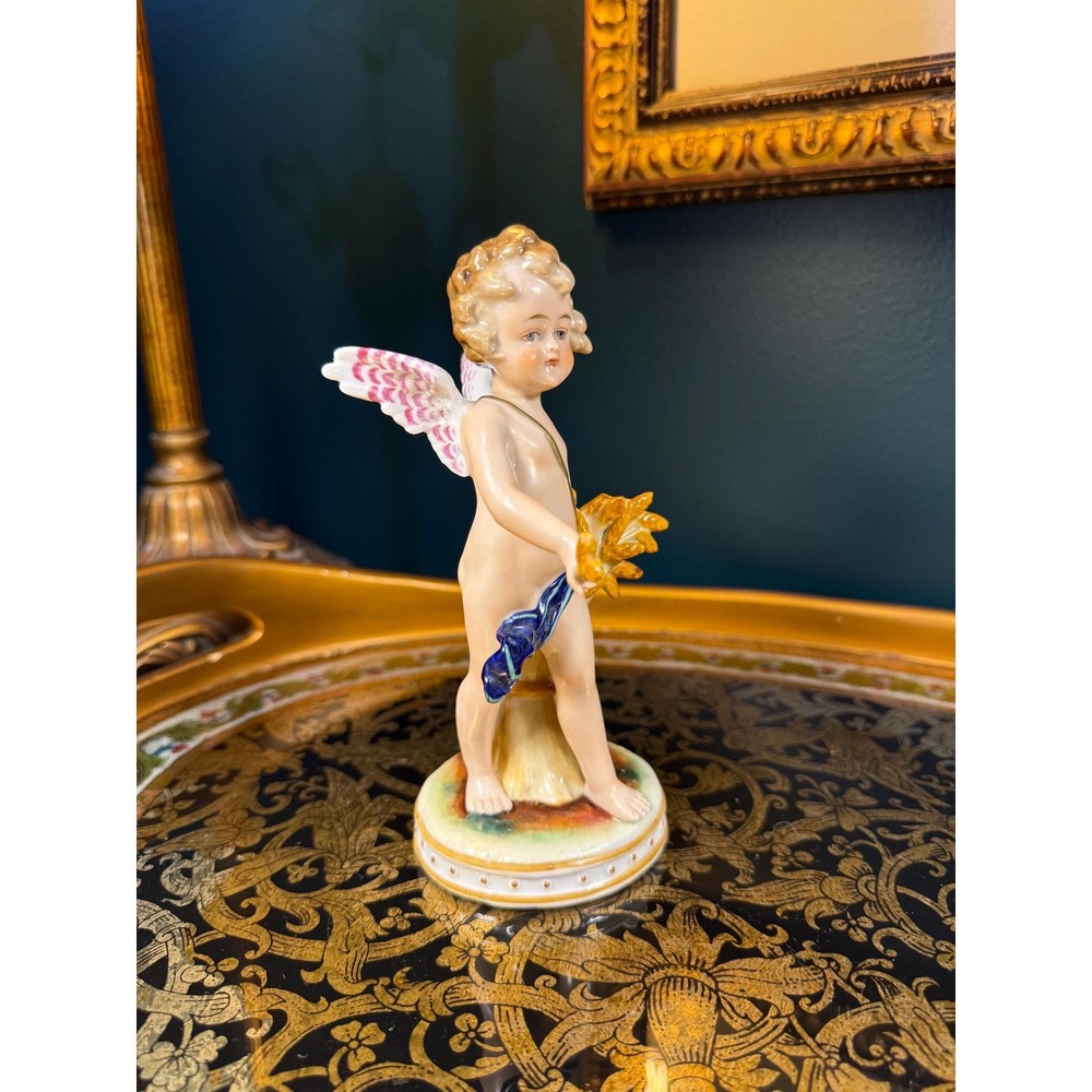 Antique‎ Fasold & Stauch Bock-Wallendorf Porcelain Putto Figurine, 6.75"